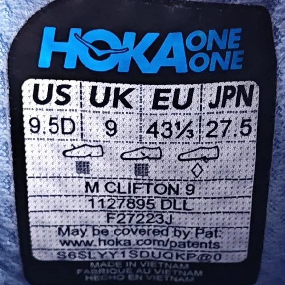 Hoka One One Clifton 9 Mens 9.5 Cushion Lightweight Neutral Road Running Shoes